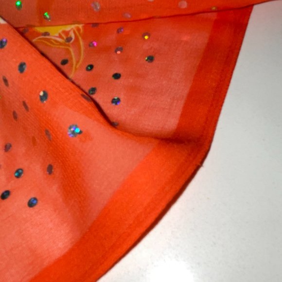 Long Sheer Sequin Yellow Orange Scarf, Wrap or Fabric Piece 66 x 42 in - Picture 7 of 7